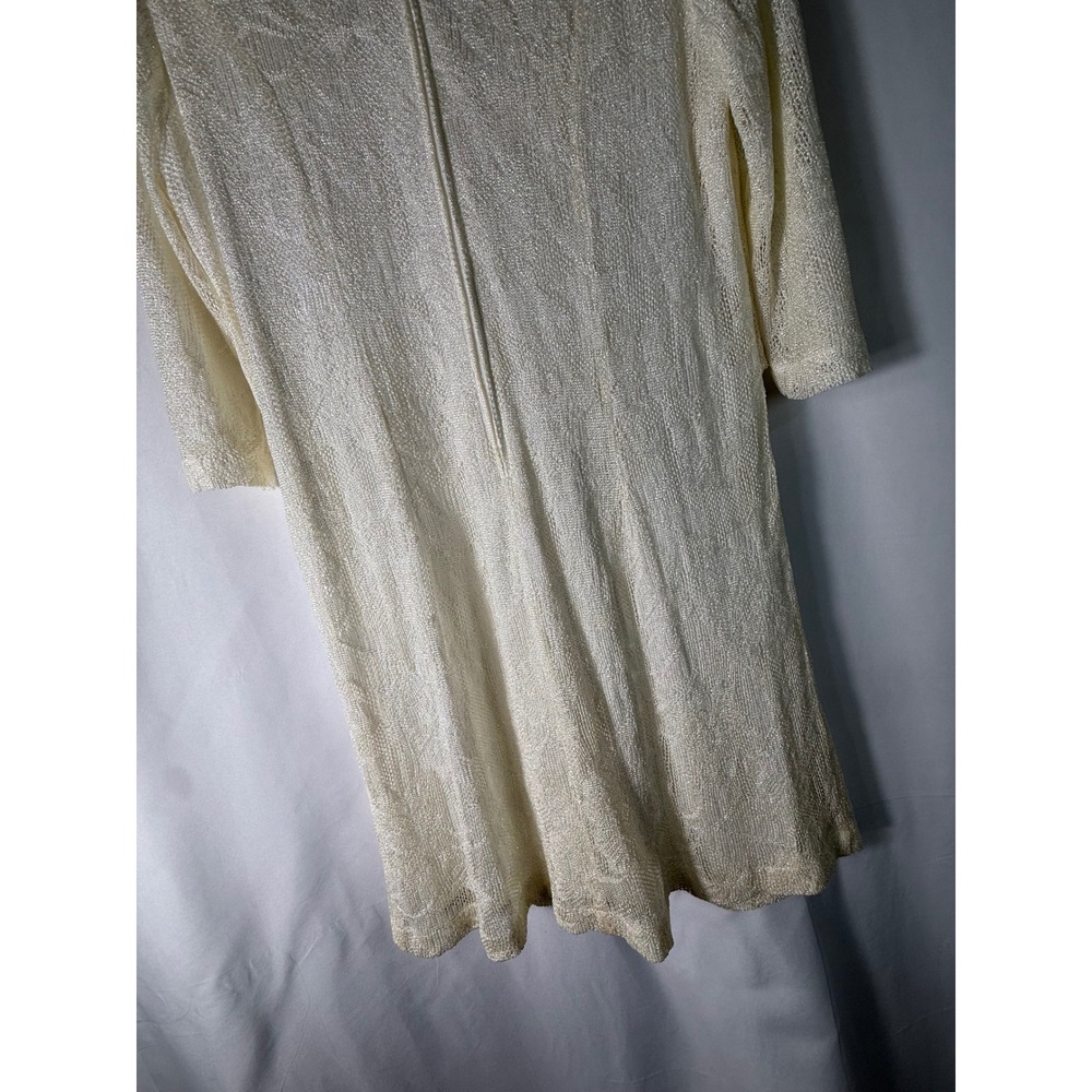 Shari Aide Petites Vintage Cream Metallic Knit Dress & Cardigan Set 14P USA Made - Picture 10 of 16